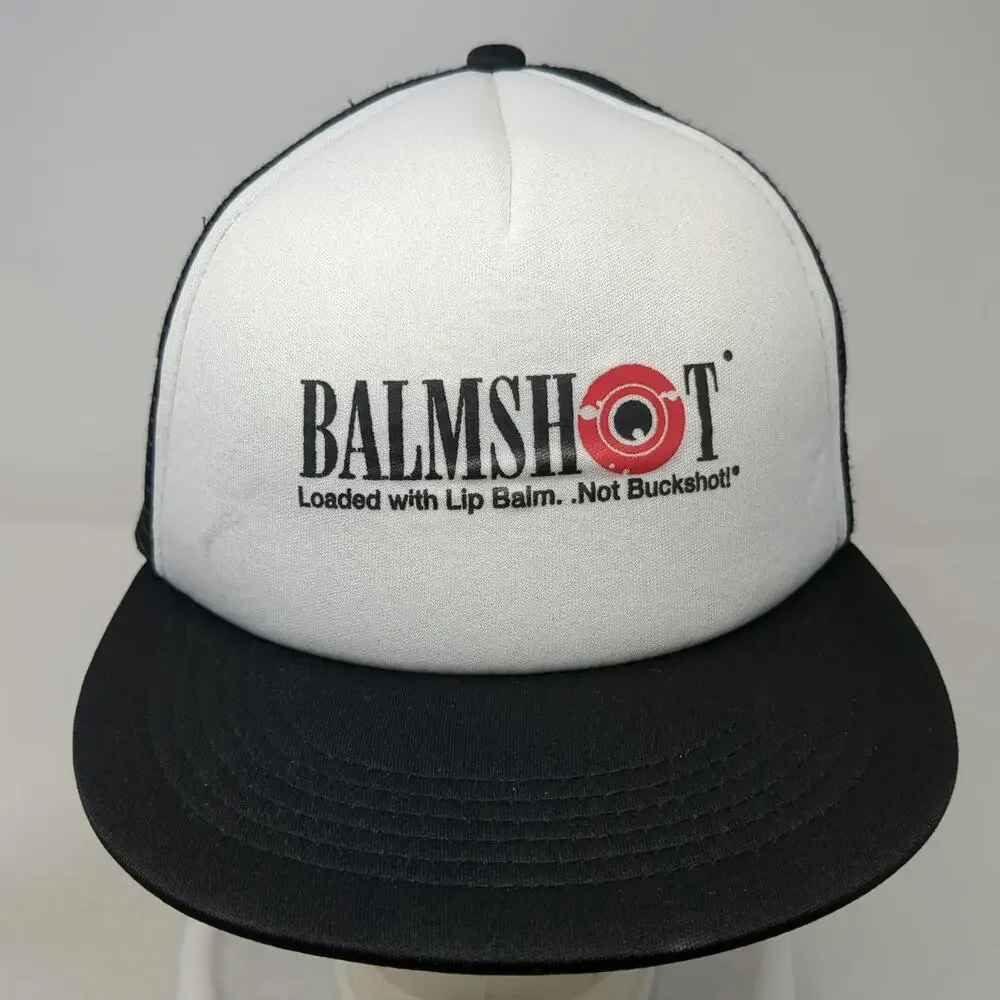 Hit Wear Balmshot Lip Balm Graphic Logo Trucker Hat Black One Size Snapback Mesh